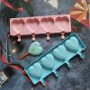 1pc Food Grade Silicone Ice Cream Mold 4 Grids Love-shaped Large Ice-cream Popsicle Mold Cake Soap Jelly Pudding Baking Mold - 1pc 4 Grids Pink Heart