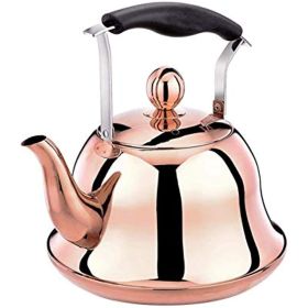 Rose Gold Stainless Steel Kettle; Streamlined Spout; Anti-scalding Handle; tea Kettle for Stove Top Whistling (Size : 1L)