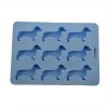 1pc 9 Freezers Silicone Ice Mold Card Love Cartoon Dog Shape Chocolate Biscuit Baking Mold - Blue