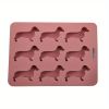 1pc 9 Freezers Silicone Ice Mold Card Love Cartoon Dog Shape Chocolate Biscuit Baking Mold - Pink