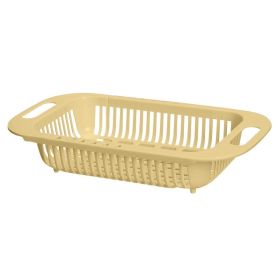 1pc Retractable Fruits And Vegetables Drain Basket; Extendable Over The Sink; Adjustable Strainer; Sink Washing Basket For Kitchen - Beige Color