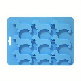 Ice Cube Silicone Tray Molds Trays Dog Mold Chocolate Dachshund Shaped Baking Candy Lid Jelly Mini Maker Fondant Puppy Release - Light Blue