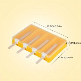 Plastic PP Flat Lying Multi-layer Stacking With Dust-proof Cover; Ice Cream Mold; Homemade Ice Cream Ice Cream Model - Yellow Four Grids (with Cover +