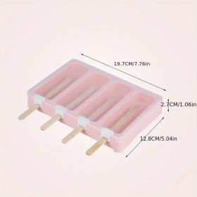 Plastic PP Flat Lying Multi-layer Stacking With Dust-proof Cover; Ice Cream Mold; Homemade Ice Cream Ice Cream Model - Pink Four Grids (with Cover + 5