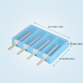 Plastic PP Flat Lying Multi-layer Stacking With Dust-proof Cover; Ice Cream Mold; Homemade Ice Cream Ice Cream Model - Blue Four Grids (with Cover + 5