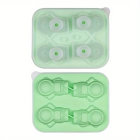 1pc Astronaut Ice Cube Mold Frozen Coffee Milk Tea Internet Celebrity Ice Mold Homemade Silicone Sorbet Ice Tray Mold - 4 Astronaut Ice Trays-Green