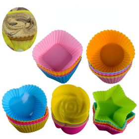 5pcs/Set Silicone Cake Mold Round Shaped Muffin Cupcake Baking Molds Kitchen Cooking Bakeware Maker DIY Cake Decorating Tools - Circular