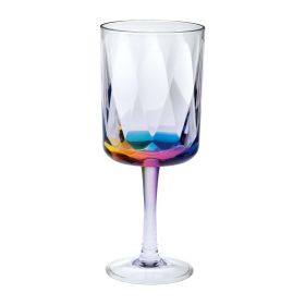 Rainbow Diamond Plastic Wine Glasses Set of 4 (16oz), BPA Free Acrylic Wine Glass Set, Unbreakable Red Wine Glasses, White Wine Glasses - as Pic