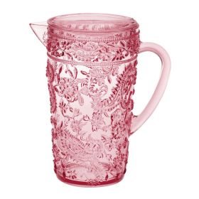 2.5 Quarts Water Pitcher with Lid, Paisley Unbreakable Plastic Pitcher, Drink Pitcher, Juice Pitcher with Spout BPA Free - as Pic