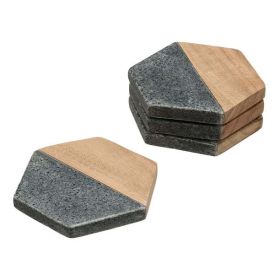 Better Homes & Gardens 4-Piece Wood and Stone Coaster Set - Better Homes & Gardens