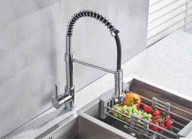 Single Handle Pull Down Sprayer Kitchen Sink Faucet - as Pic