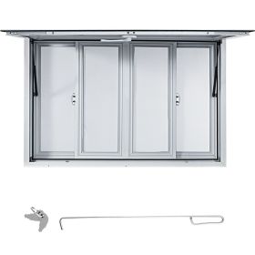 VEVOR Concession Window, 60 x 36 inch, Aluminum Alloy Food Truck Service Window with 4 Horizontal Sliding Screen Windows & Awning Door & Drag Hook, Se