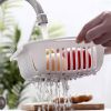 1pc Retractable Fruits And Vegetables Drain Basket; Extendable Over The Sink; Adjustable Strainer; Sink Washing Basket For Kitchen - Beige Color