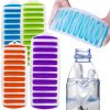 1pc Silicone Ice Cube Tray With Lid Long Strip 10 Grid Cylindrical Ice Tray Ice Making Mold Water Bottle Ice Cube Tray For Freezer - Orange