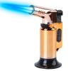 Culinary Butane Torch Lighter Refillable Blow Torch Adjustable Flame Kitchen Cooking BBQ Torch (Gas Not Included) - Gold