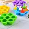 1pc 7 Holes Silicone Popsicle Mold; Ice Pop Molds Maker; Storage Container For Homemade Food; Ice Cream DIY Pop Molds; BPA Free - Dark Purple Base