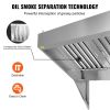 VEVOR Commercial Exhaust Hood, 6FT Food Truck Hood Exhaust, 201 Stainless Steel Concession Trailer Hood with 3 Detachable U-shaped Grid Oil Filter Mes