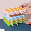 Plastic PP Flat Lying Multi-layer Stacking With Dust-proof Cover; Ice Cream Mold; Homemade Ice Cream Ice Cream Model - Yellow Four Grids (with Cover +