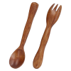 Brrnoo 2 Pcs Wooden Spoon Fork Set Reusable Salad Servers Reusable Kitchen Flatware For Home Travel,Wooden Spoon Fork Set - Qiilu